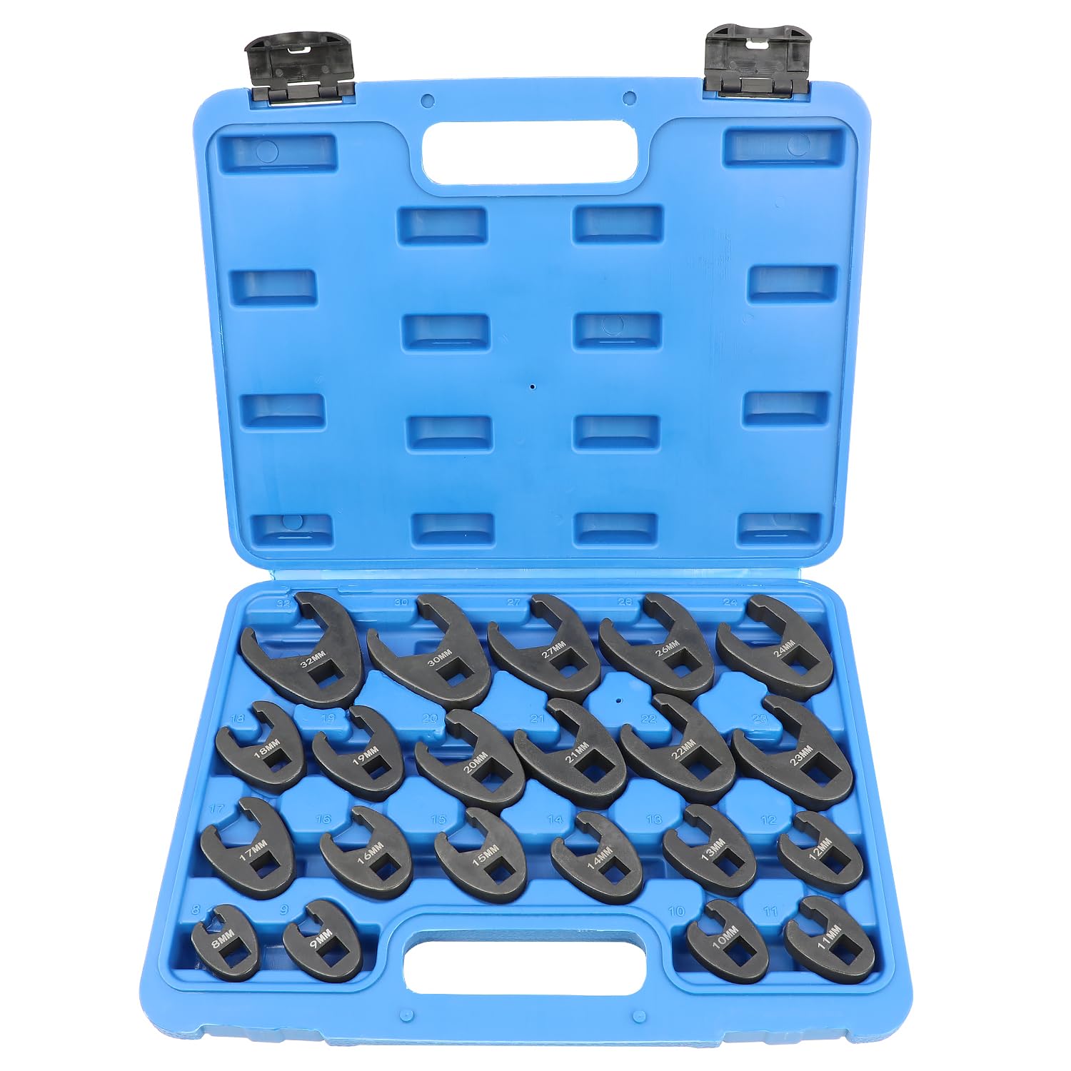 DPTOOL Crowfoot wrench in 8–19mm reaches tight spaces for flare nut access.