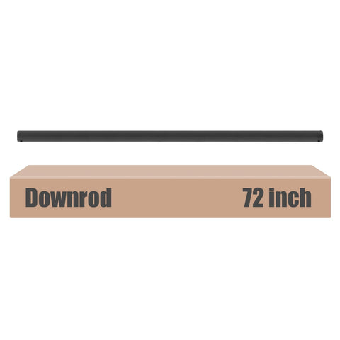 DPXMYG 72in black ceiling fan downrod showing height and finish for a clean ceiling line