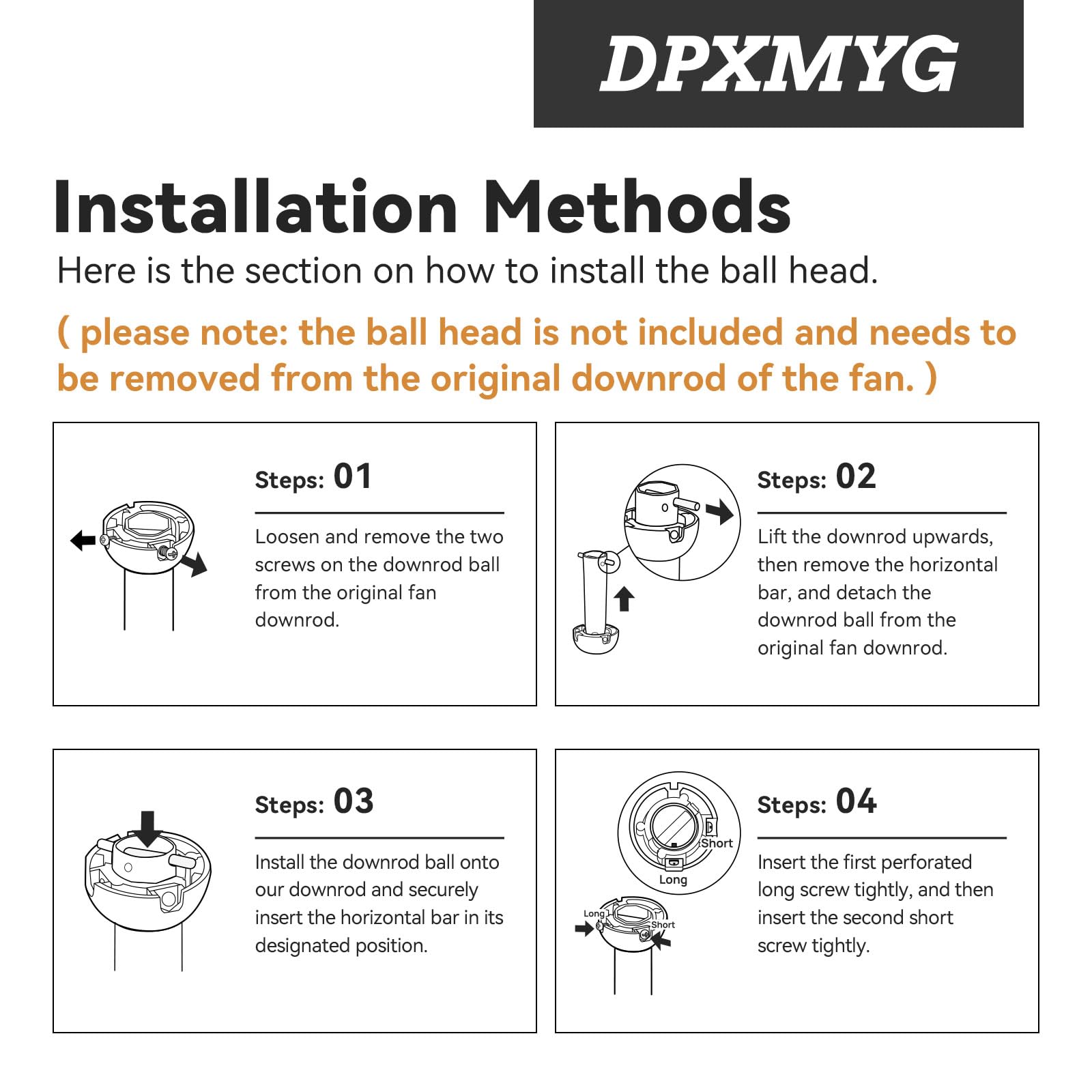 DPXMYG black downrod compatibility with a wide range of fans