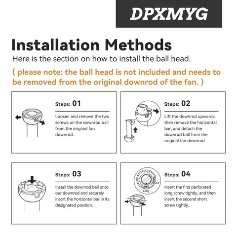 DPXMYG black downrod compatibility with a wide range of fans