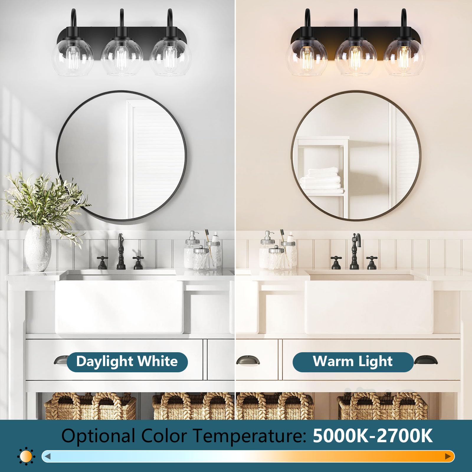 Dpyrrhic modern bath light suited for wet areas with glass shade