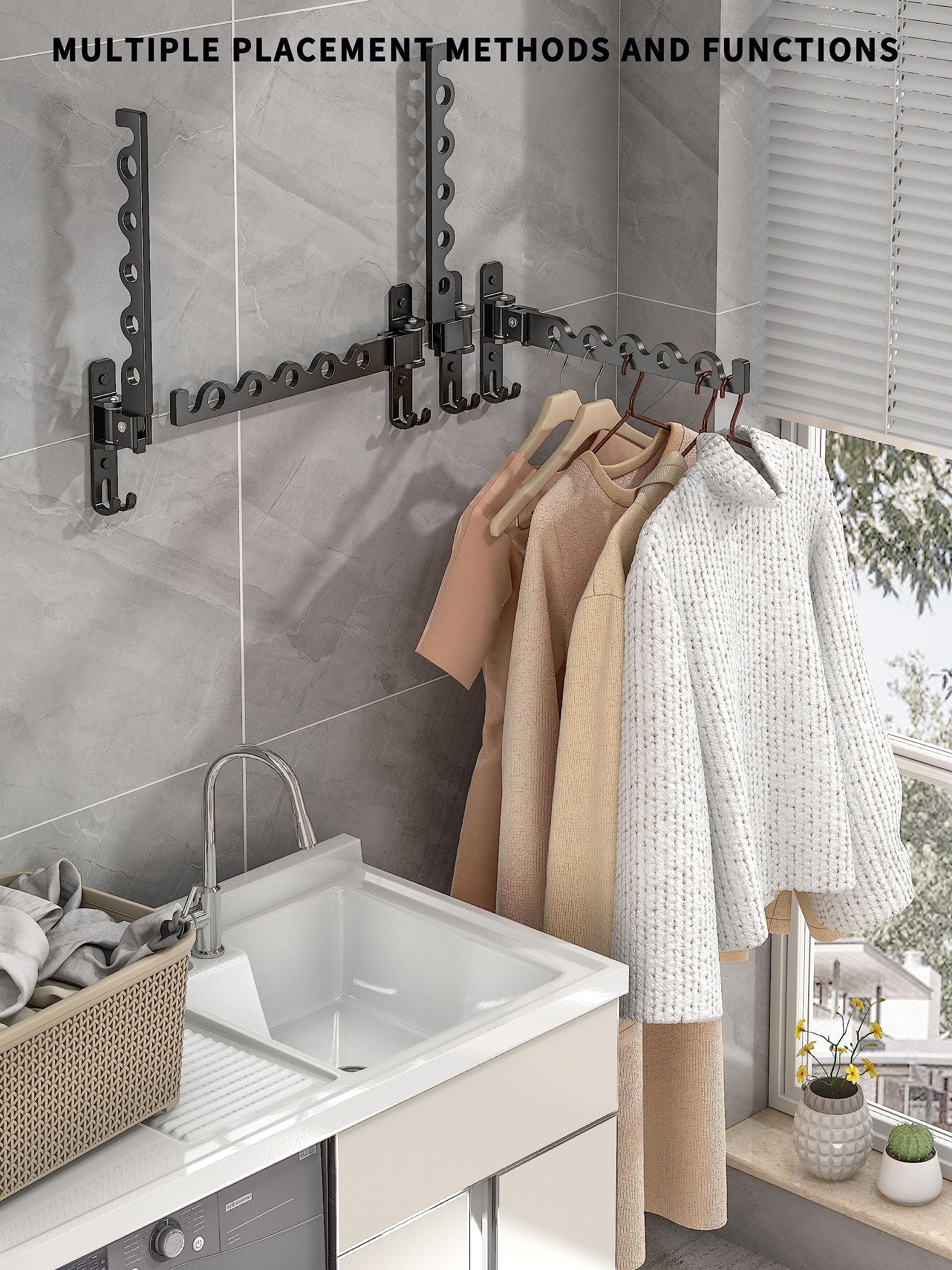 Dr.DJ retractable rack extended for quick outfit planning.