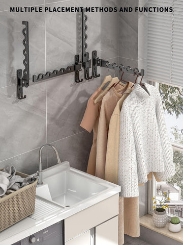 Dr.DJ retractable rack extended for quick outfit planning.