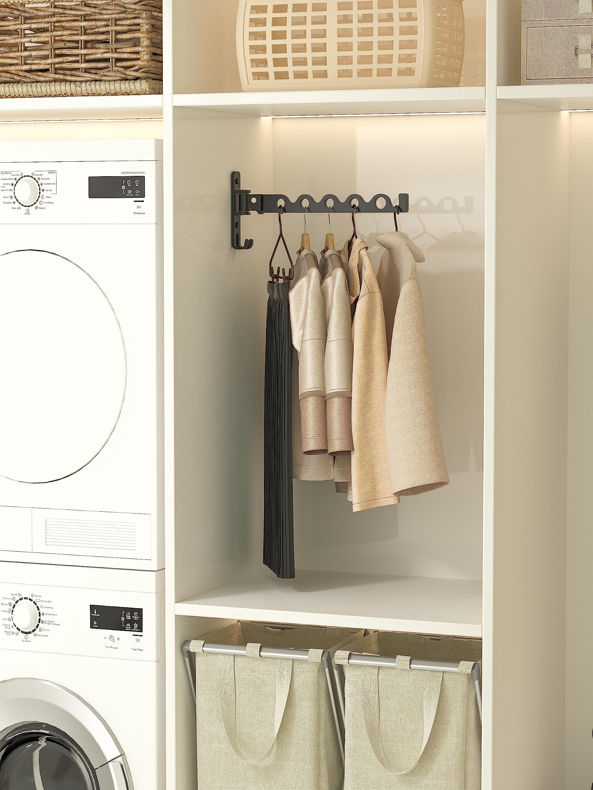 Dr.DJ two-rack set expands garment storage instantly.