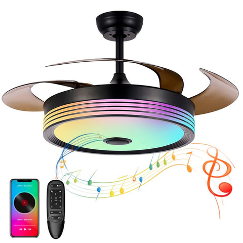 Dr.Light 42-inch retractable ceiling fan with lights and remote for versatile room cooling