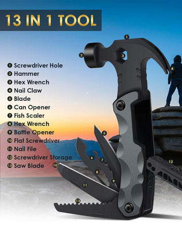DR.LILIANG multitool hammer in use during camping for versatile tasks.