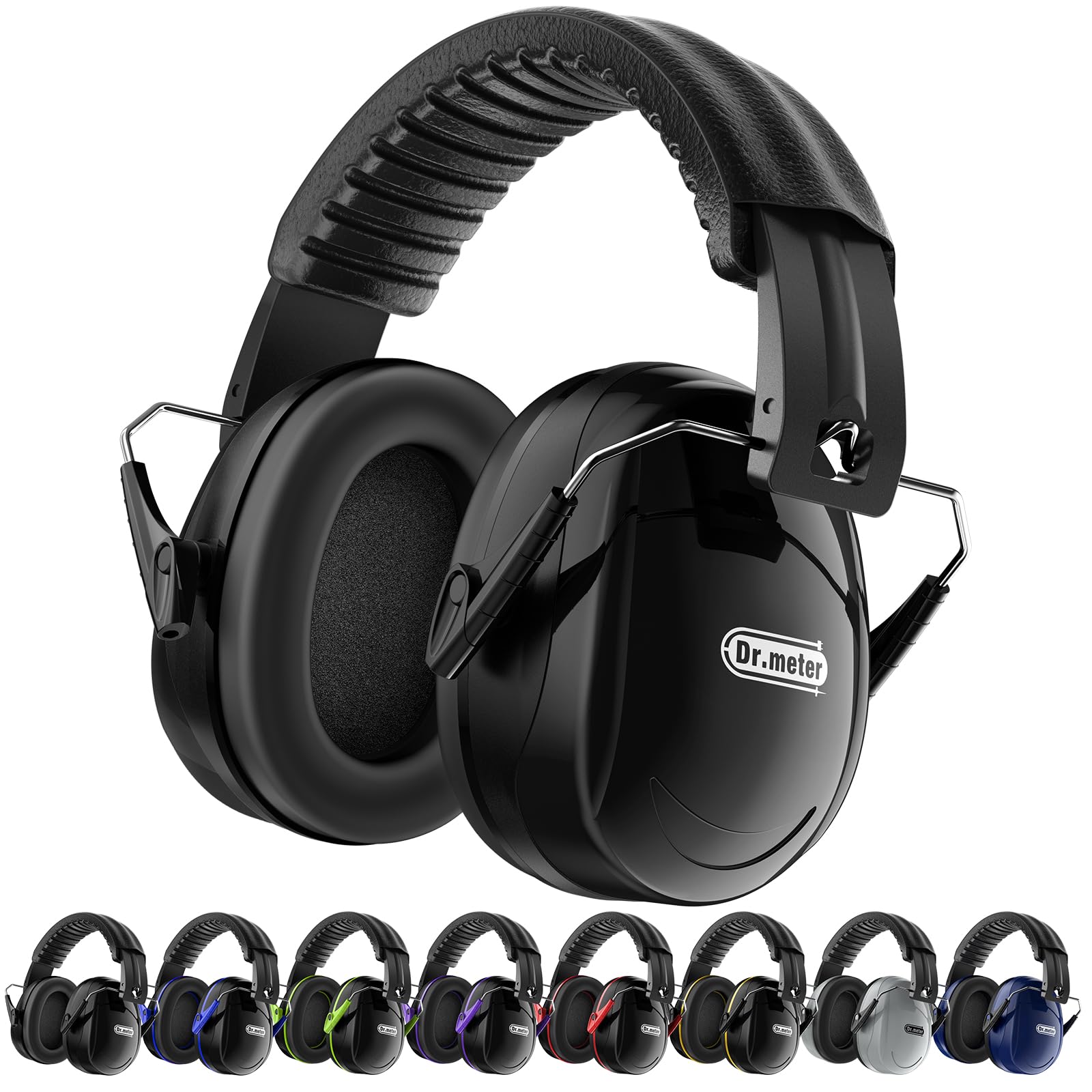 Dr.meter ear muffs folded compact for on-the-go use and storage.