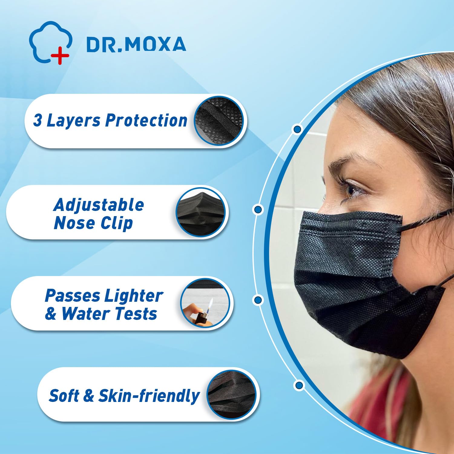 DR.MOXA office-ready black mask for professional settings.