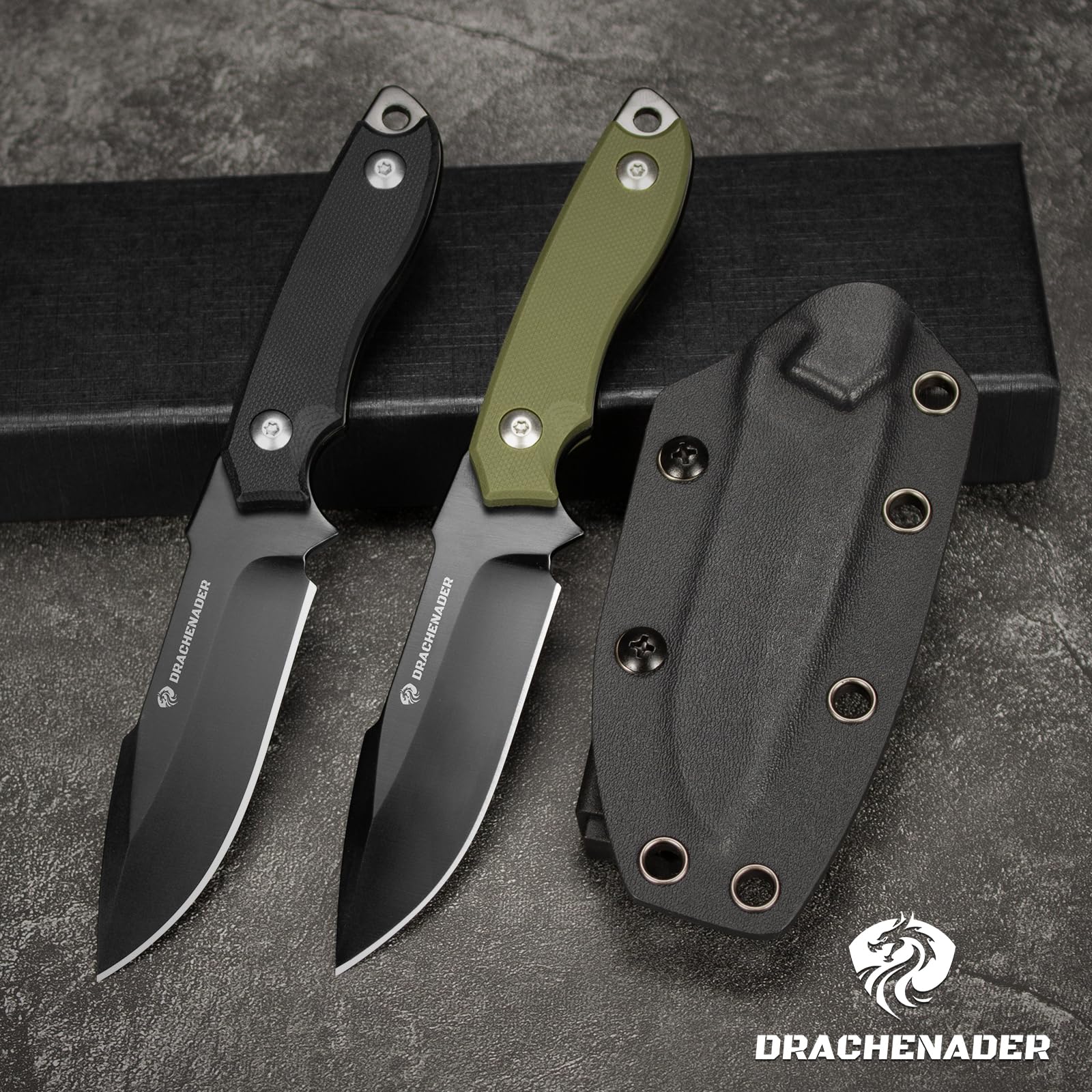 Drachenader ergonomic G10 handle offers a confident grip in challenging conditions.