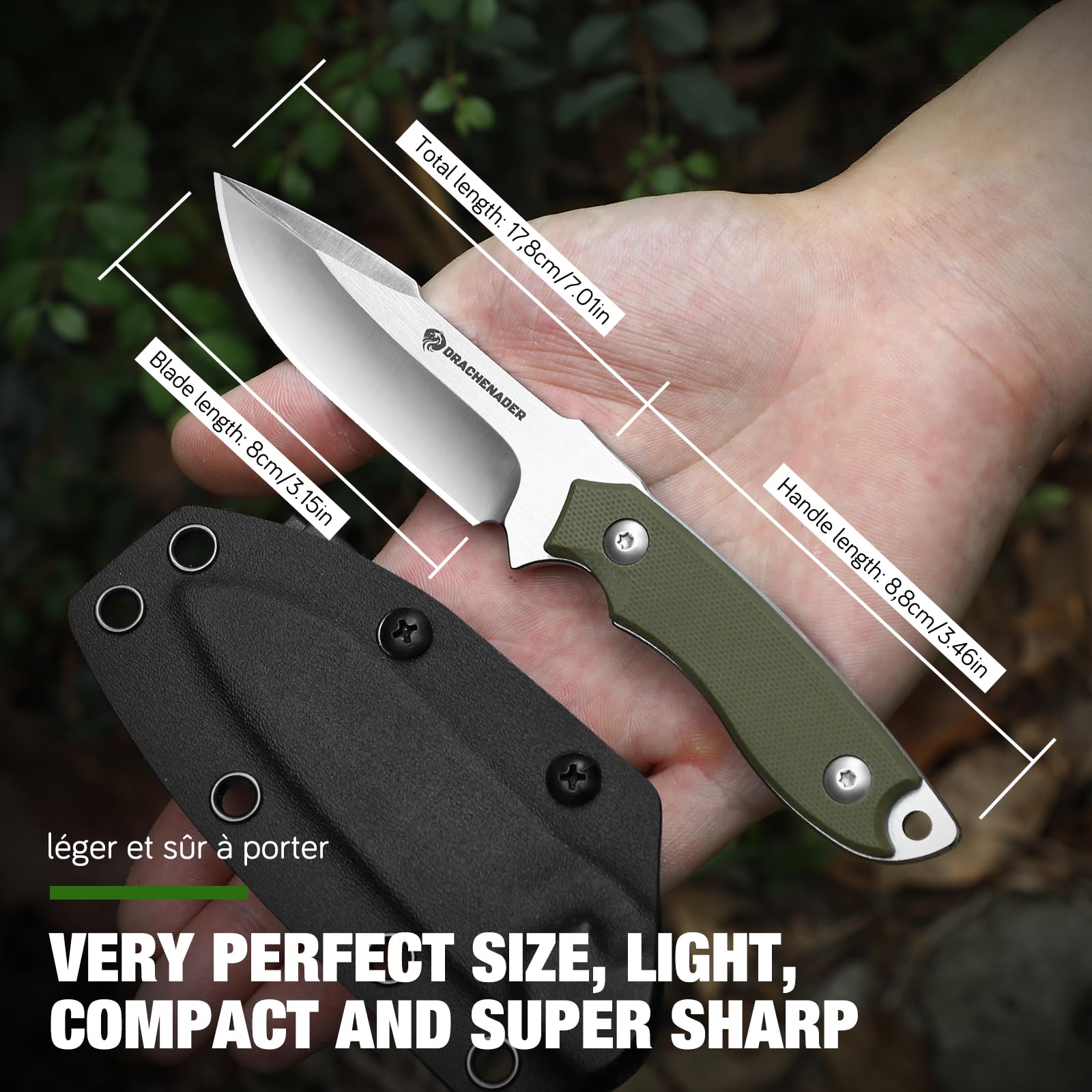 Drachenader G10 handle offers ergonomic grip for reliable handling