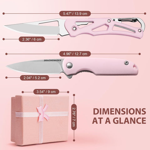 DRACHENADER stylish keychains and gift box complement the pink knives for on-the-go style.
