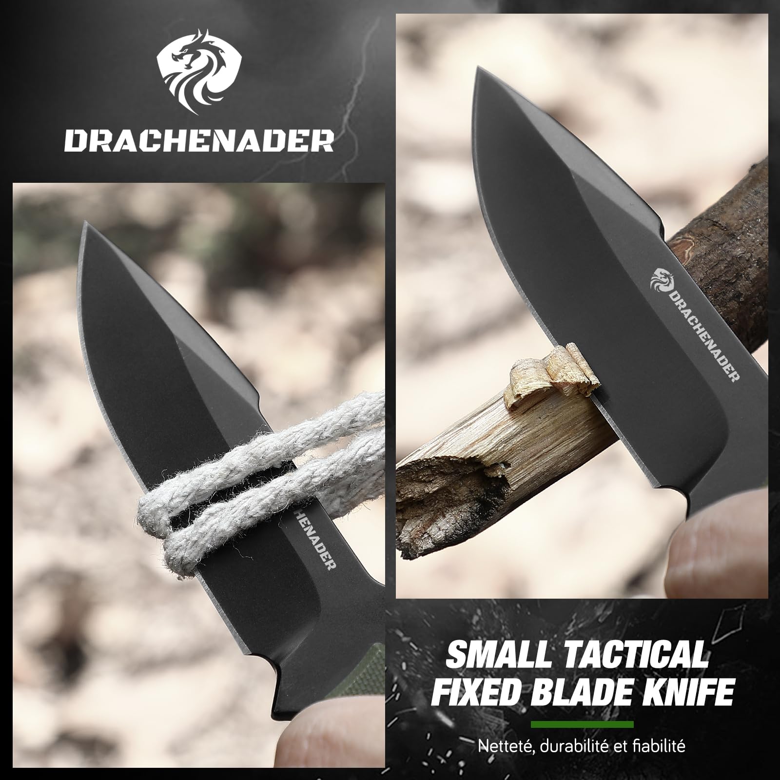 Drachenader Kydex sheath side view demonstrates secure horizontal carry.