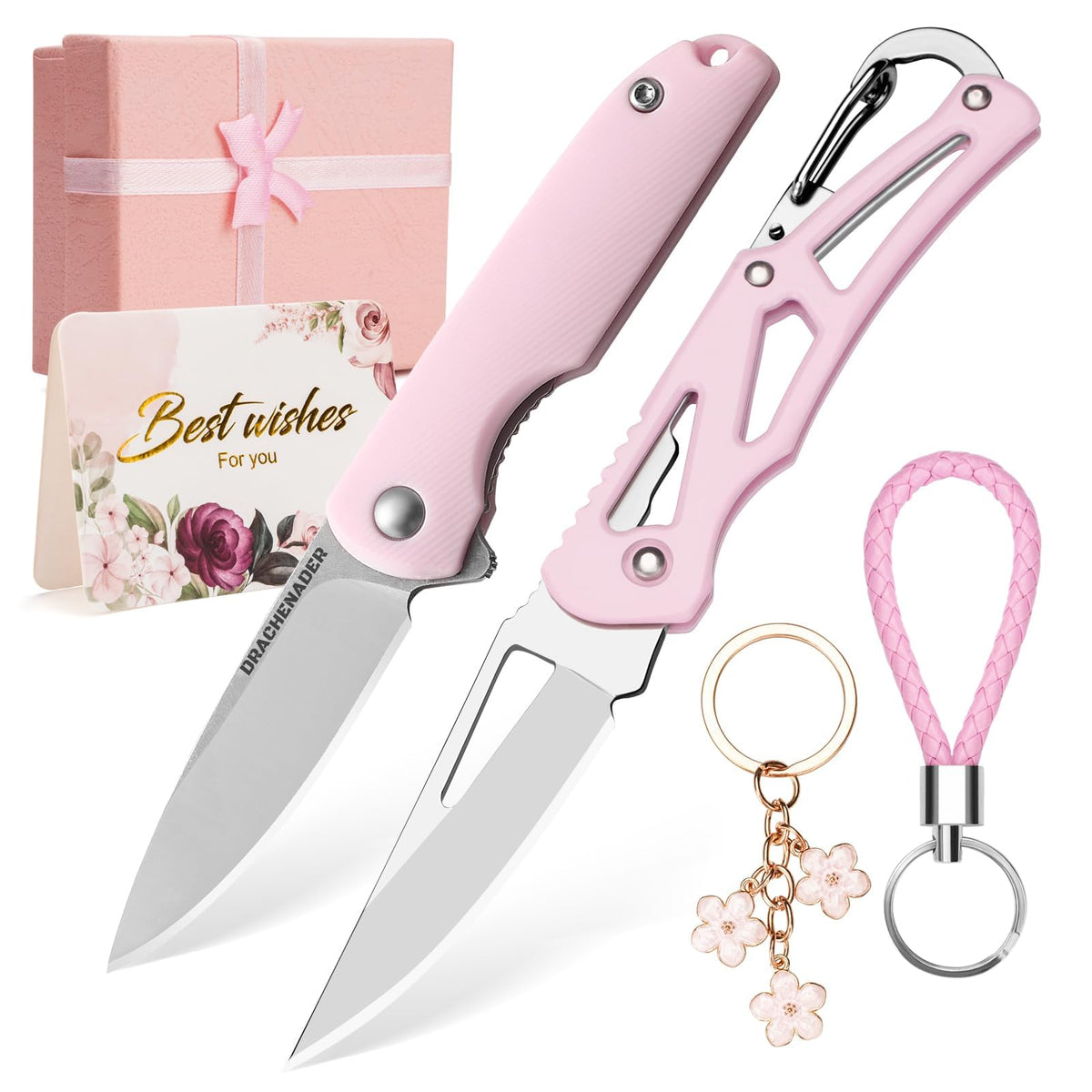 DRACHENADER two pink pocket knives ideal for everyday carry and personal style.