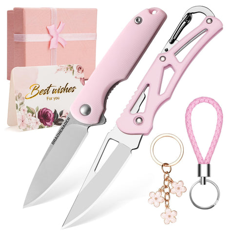 DRACHENADER two pink pocket knives ideal for everyday carry and personal style.