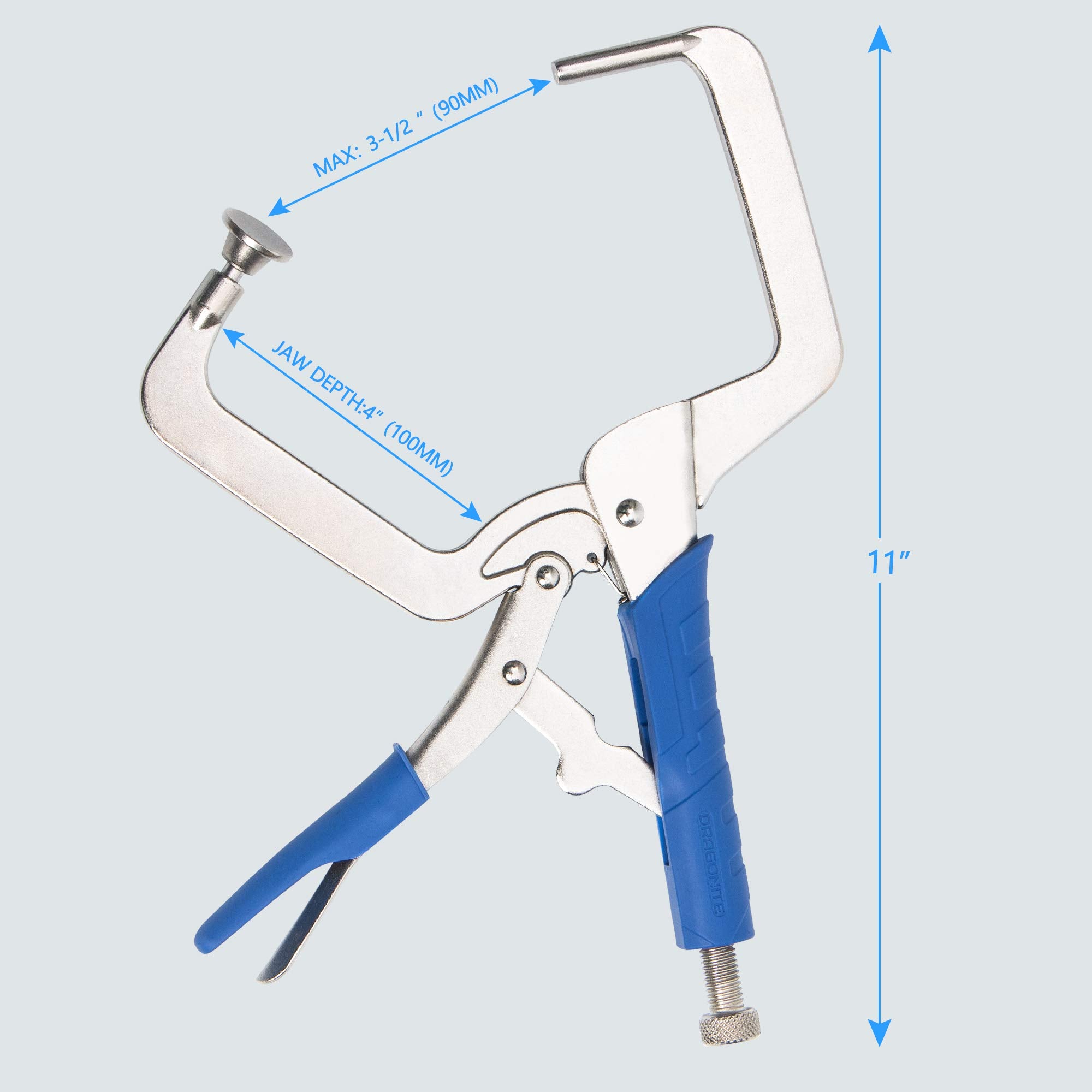 DRAGONITE ergonomic rubber handle provides comfortable, steady clamping pressure.