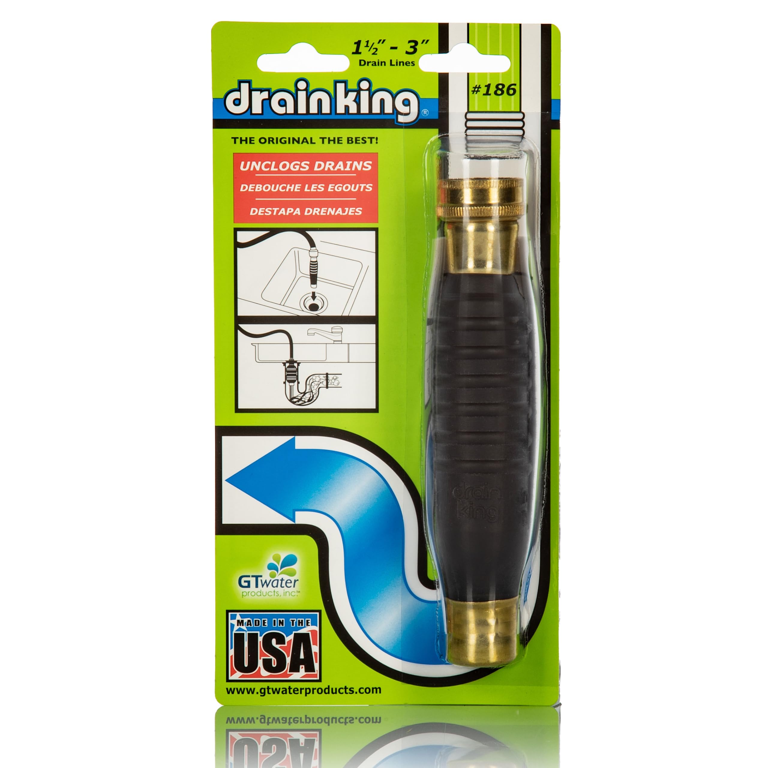 Drain King 186 in shower drain clearing with rapid water power