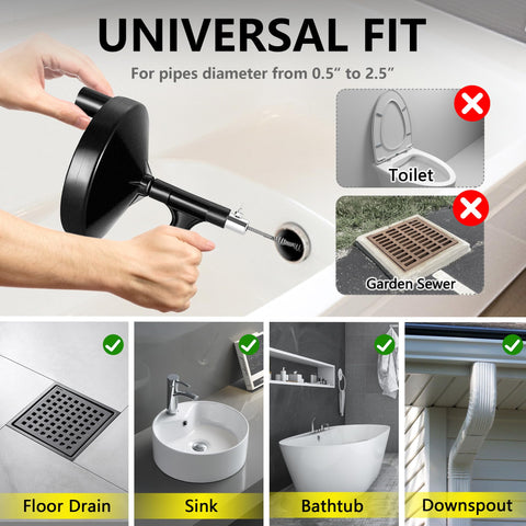 Drainsoon ergonomic pistol grip handle enables comfortable, controlled operation.