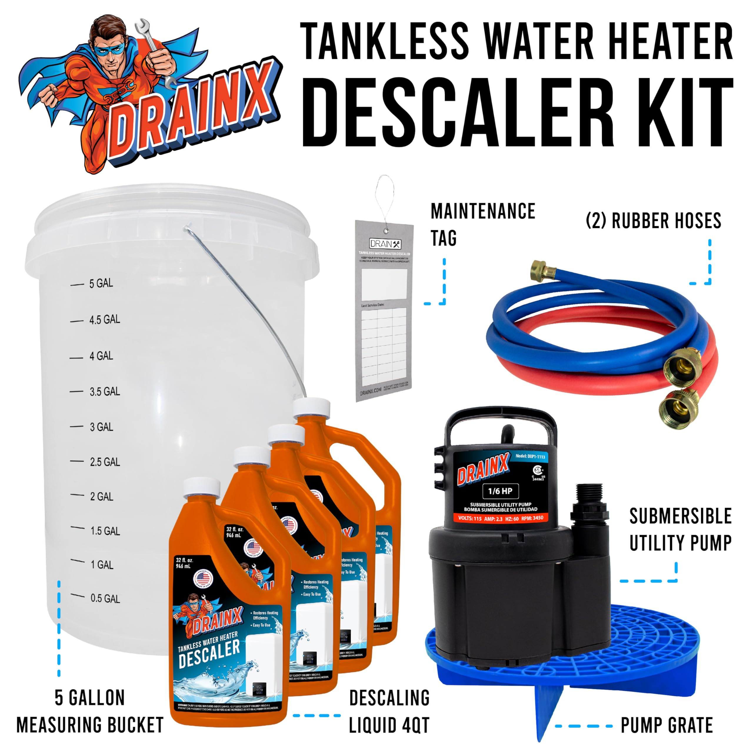DrainX color-coded hoses ensure secure water flow during flushing