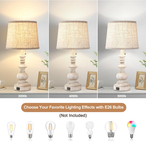 Drawealth wooden finish lamp brings warm farmhouse style to living spaces.
