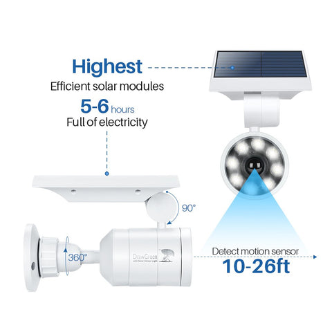 DrawGreen solar motion lights aluminum shell ensures durability in all weather.