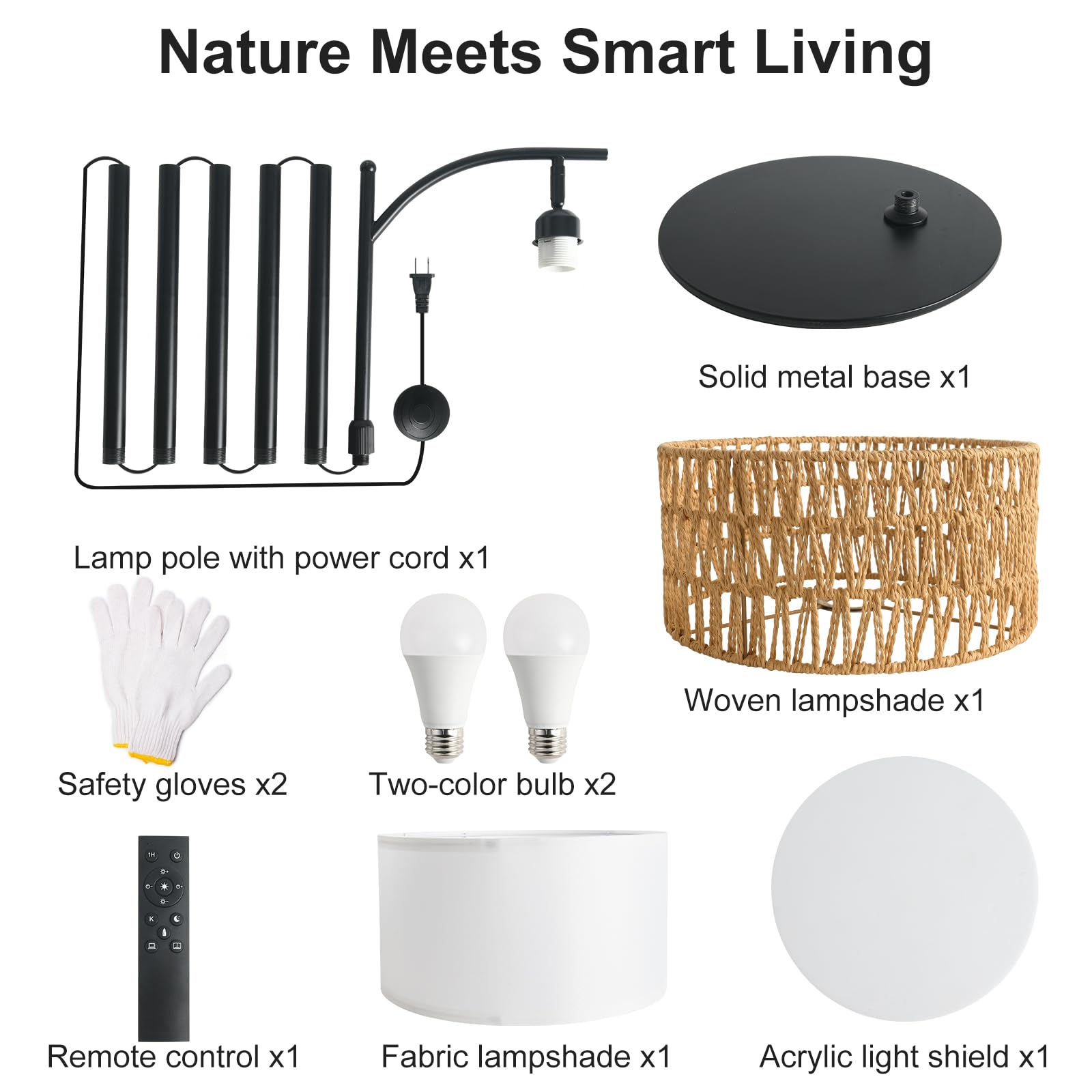 DRAWNCAT Bohemian Rattan Floor Lamp lampshade system enables easy shade interchangeability.