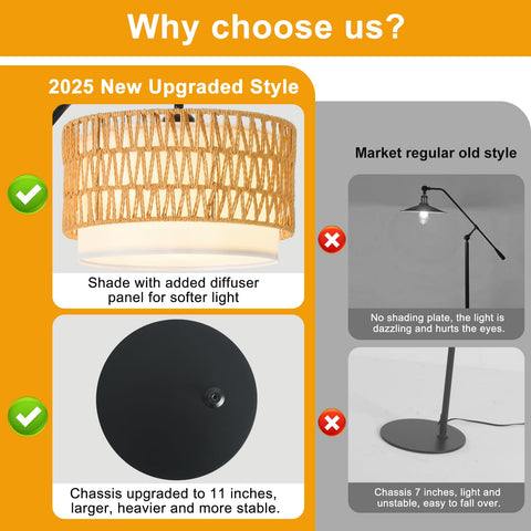 DRAWNCAT Bohemian Rattan Floor Lamp remote control for convenient dimming and color tuning.