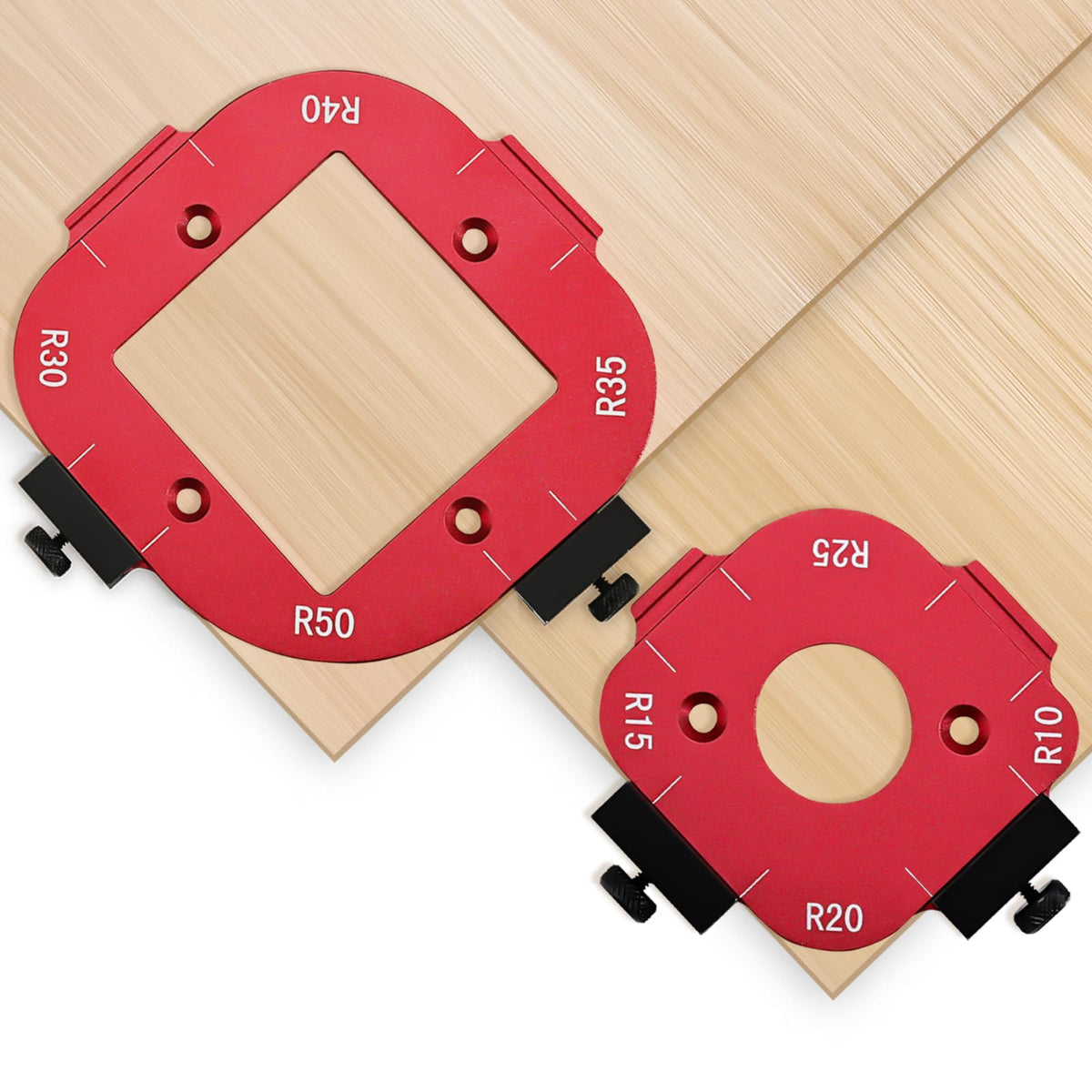 DRAXZOR 2-pack router corner radius template for precise edge rounding in woodwork