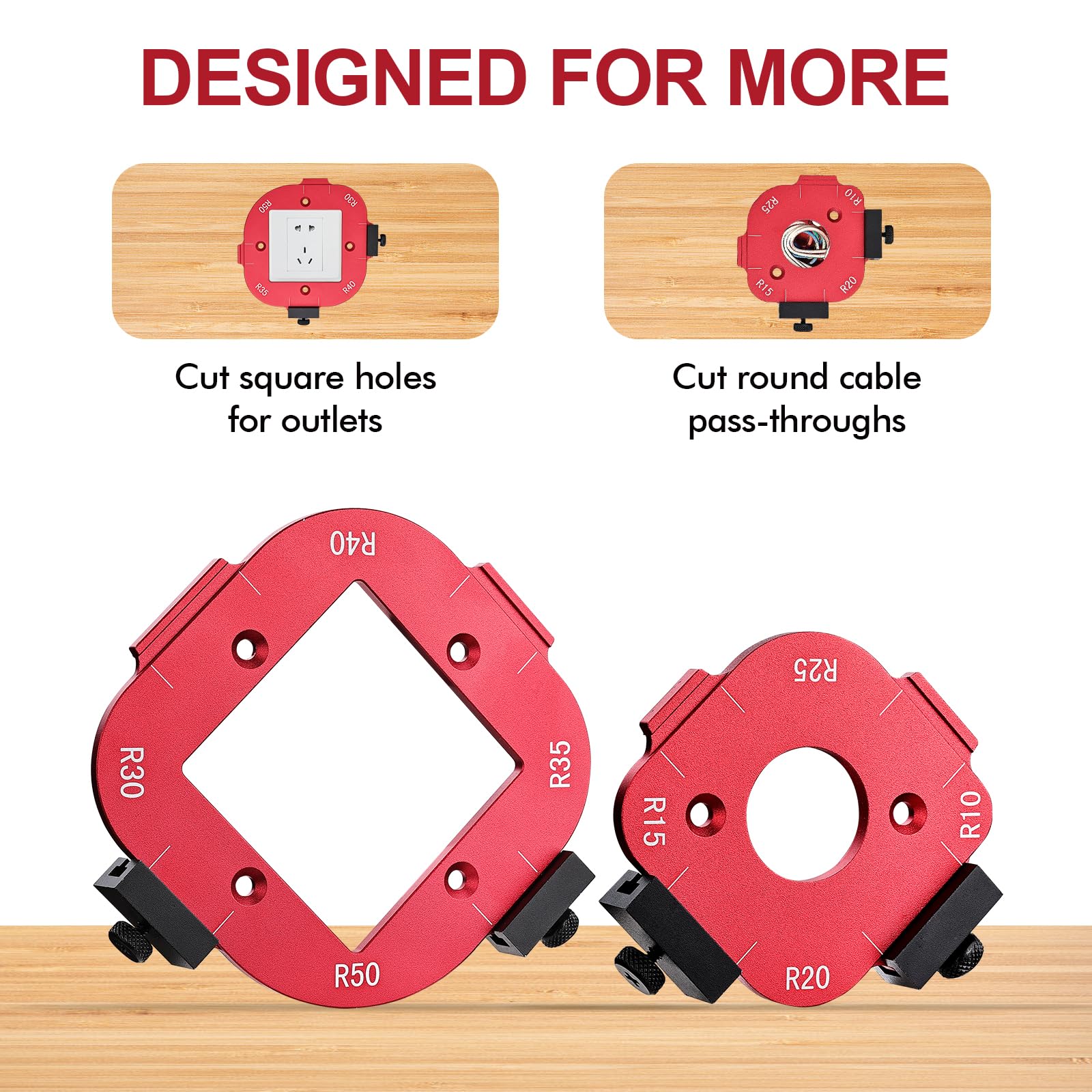 DRAXZOR router-compatible jig works with trim, handheld, and table routers