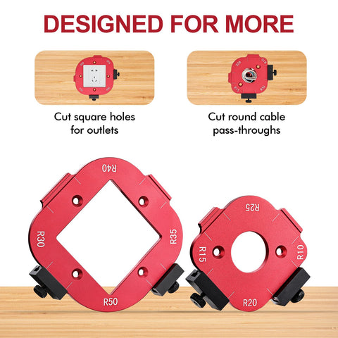 DRAXZOR router-compatible jig works with trim, handheld, and table routers