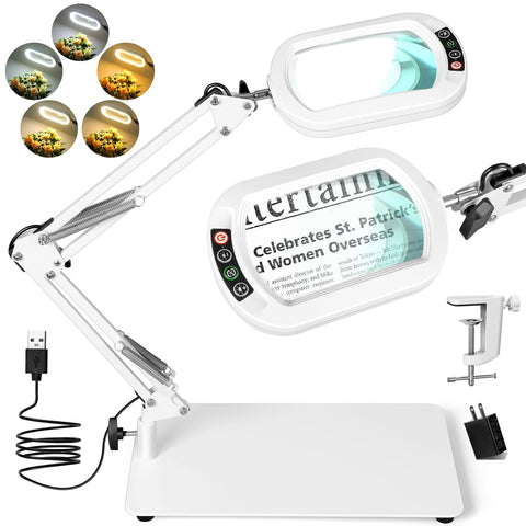 Drdefi 10X square magnifying lamp with glass lens for precise close-up reading.