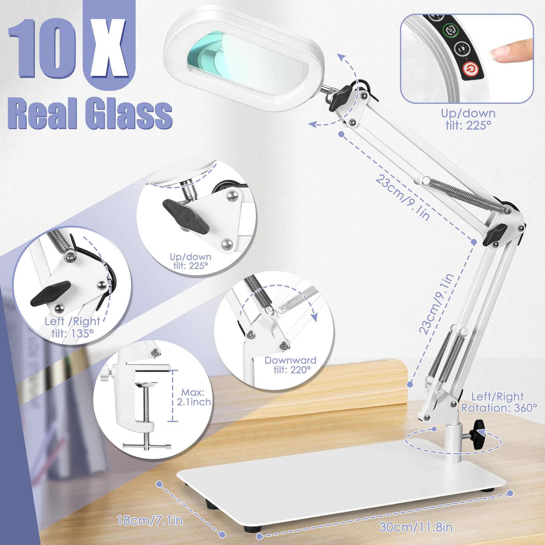 Drdefi 2-in-1 magnifier and desk lamp for hands-free use.