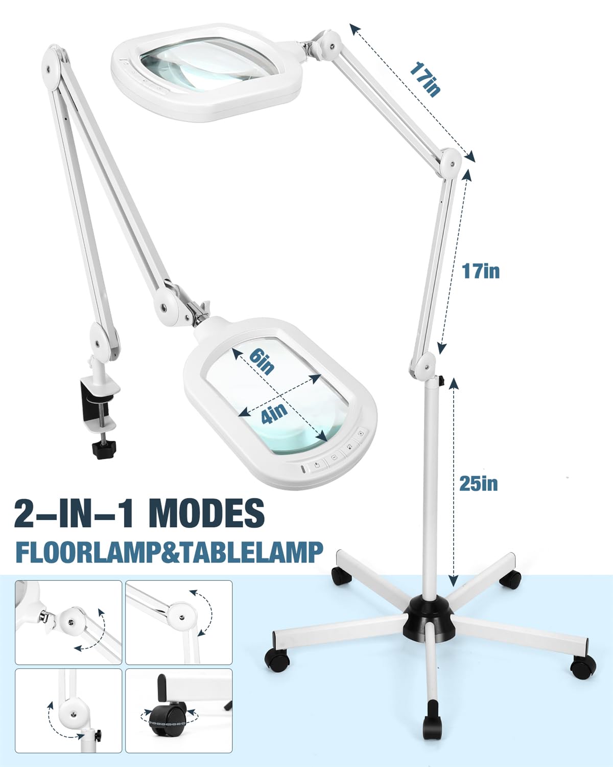 Drdefi clamp-ready lamp compatible with most desks for space-saving use.