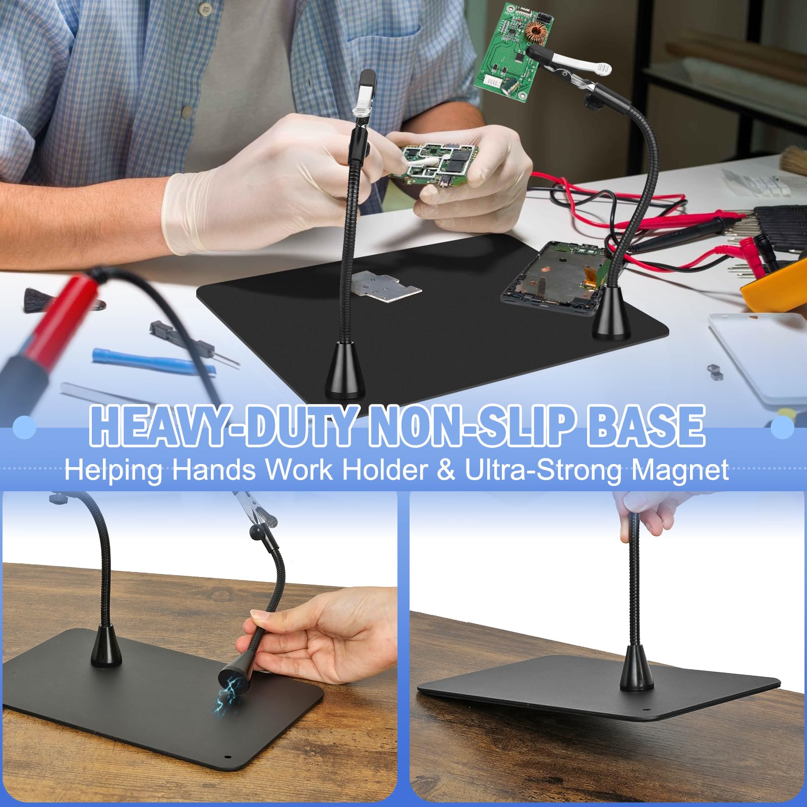 Drdefi heavy-duty metal base keeps the station steady on busy benches.