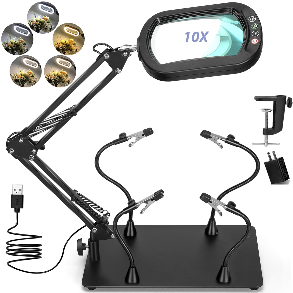 Drdefi Helping Hands magnifying lamp delivers crisp close-ups for precise soldering tasks.