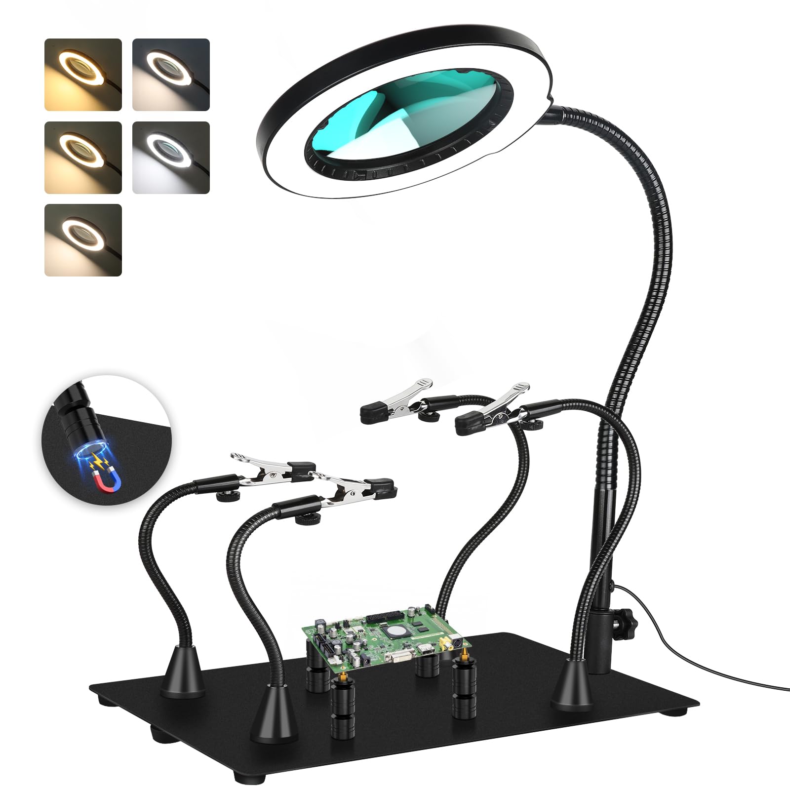 Drdefi Magnetic Hands Lamp Base stabilizes the workstation for precise soldering.