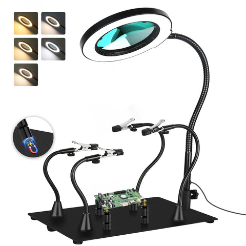 Drdefi Magnetic Hands Lamp Base stabilizes the workstation for precise soldering.