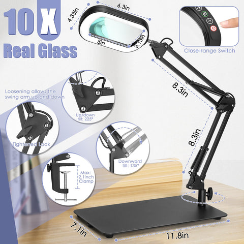 Drdefi USB-powered desk lamp magnifier for easy mounting.