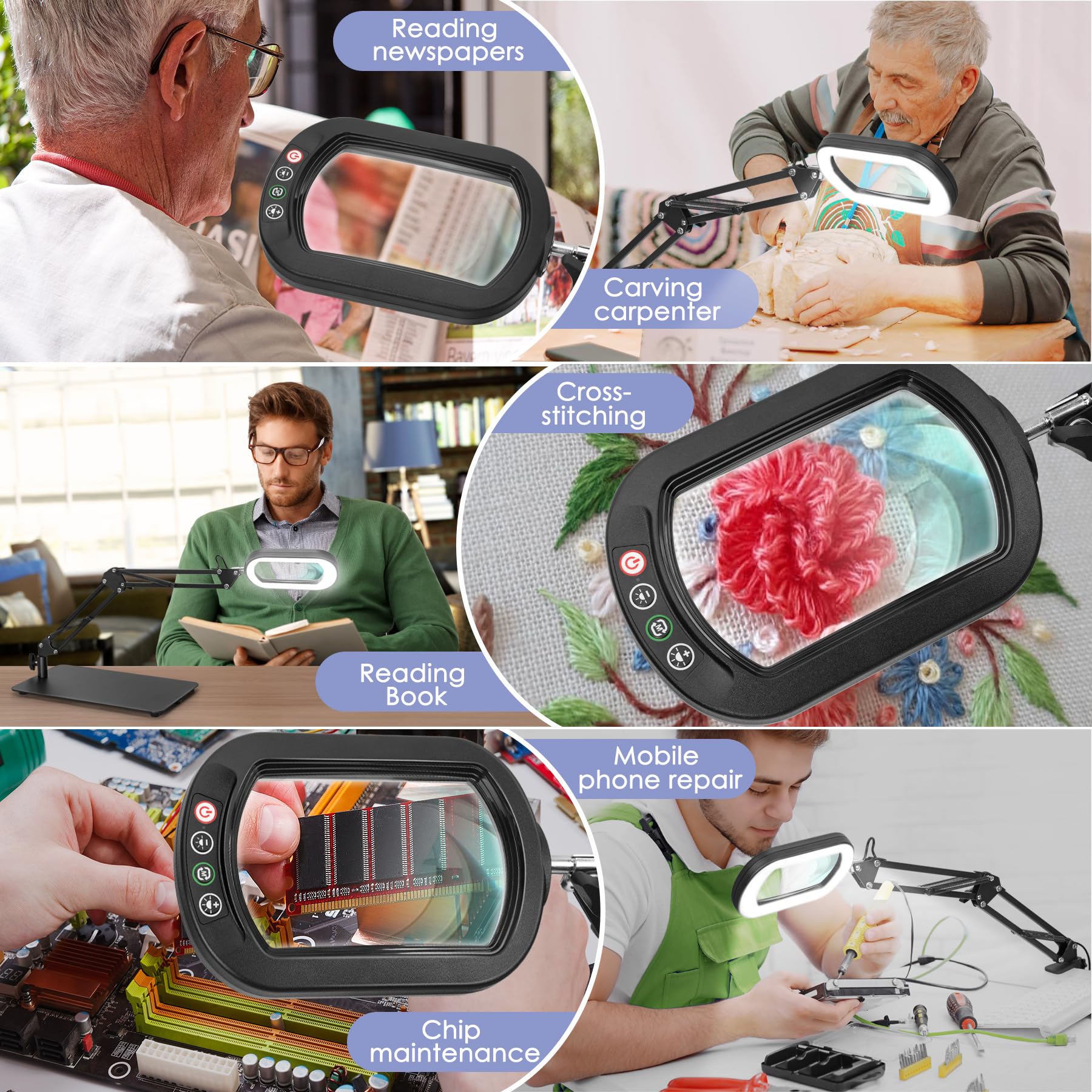 Drdefi versatile magnifier ideal for jewelry, painting, and model making.