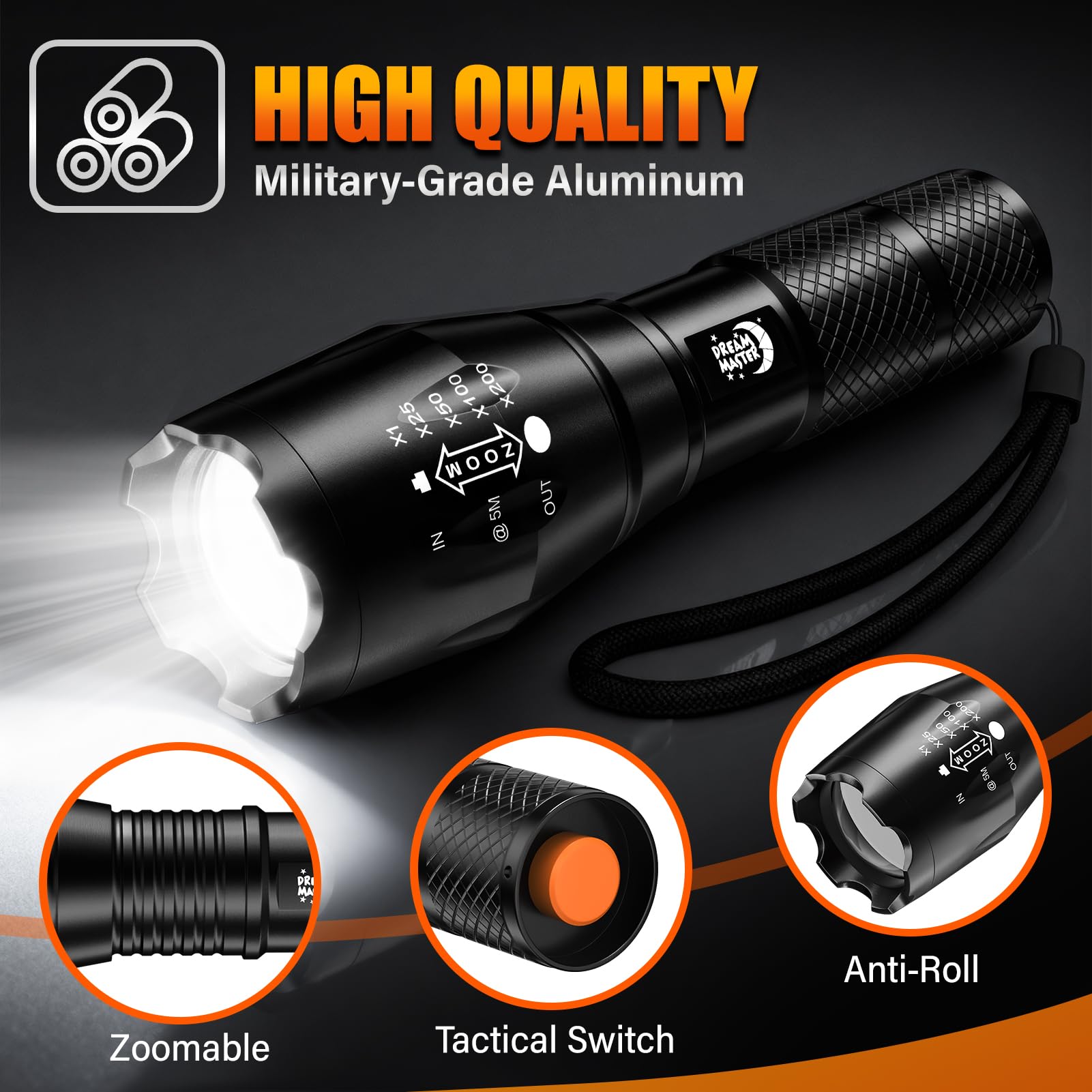 Dream Master durable aluminum construction supports tough outdoor adventures.