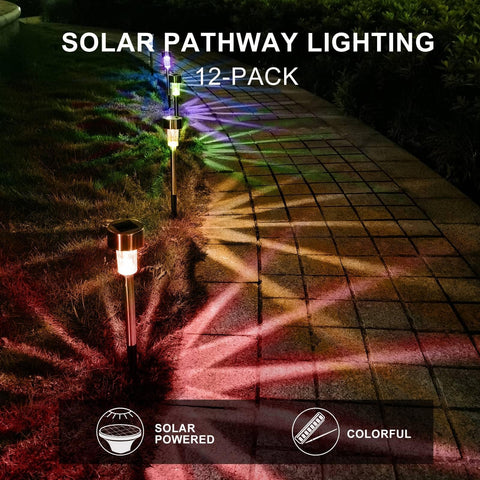 Dream Master walkway light lighting a patio with ambient multicolor glow