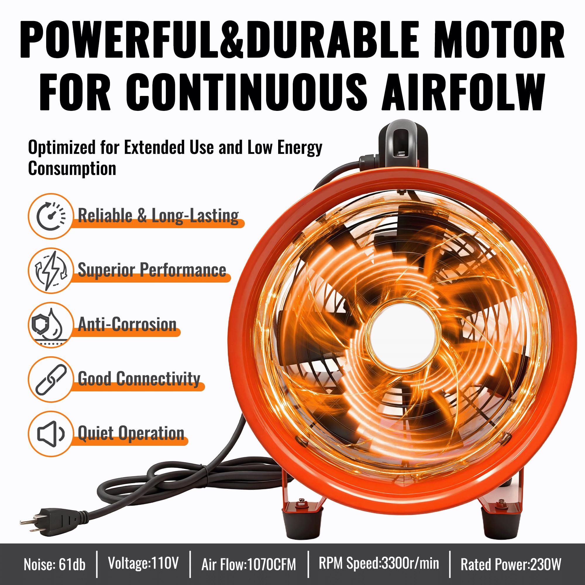 dreamdragon 8-inch metal blade fan design delivers strong air movement.