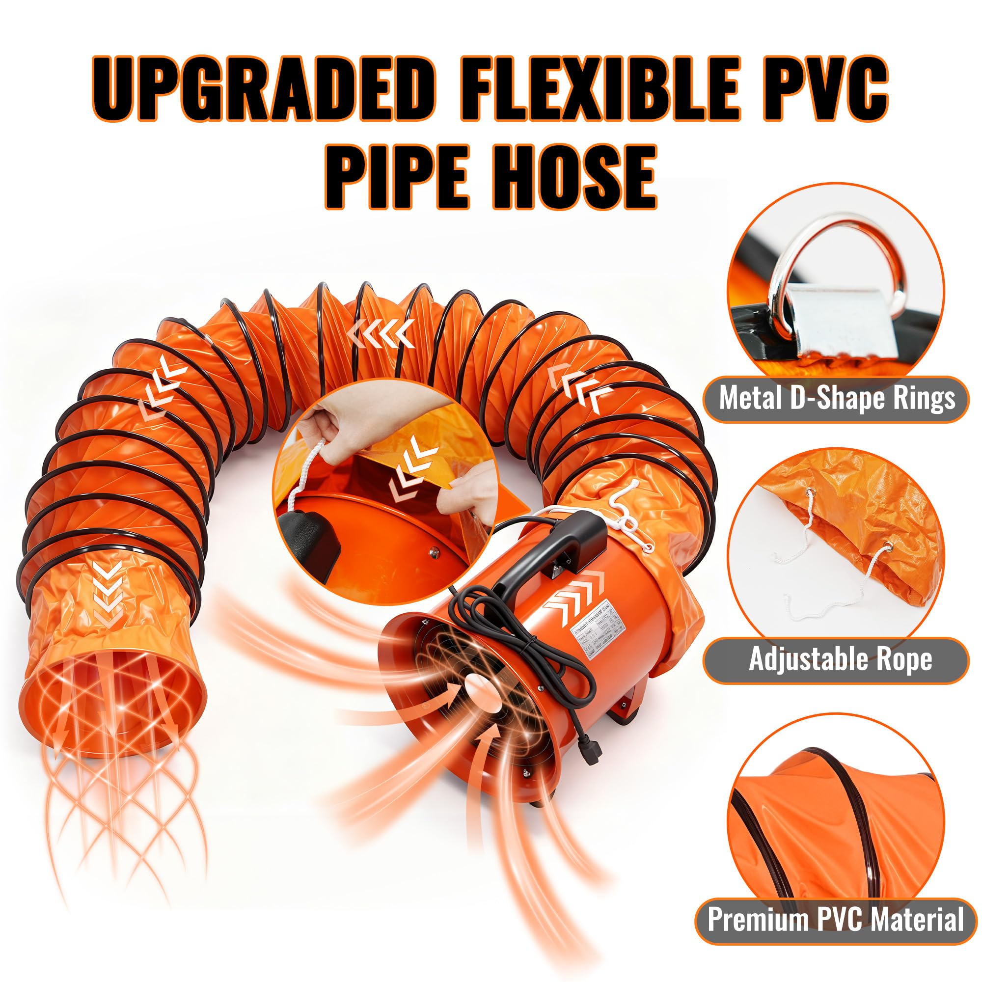 dreamdragon steel spring duct supports smooth, waterproof airflow.