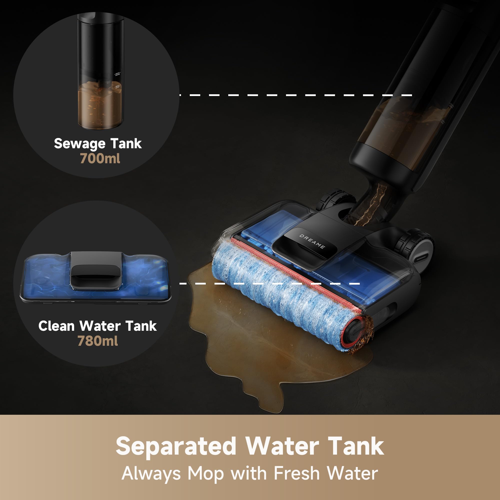 DREAME H12 Pro FlexReach edge-to-edge baseboard cleaning capability