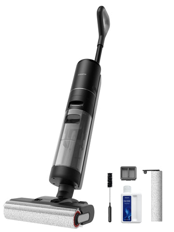 Dreame H12 Pro hot air drying for hands-free brush maintenance.