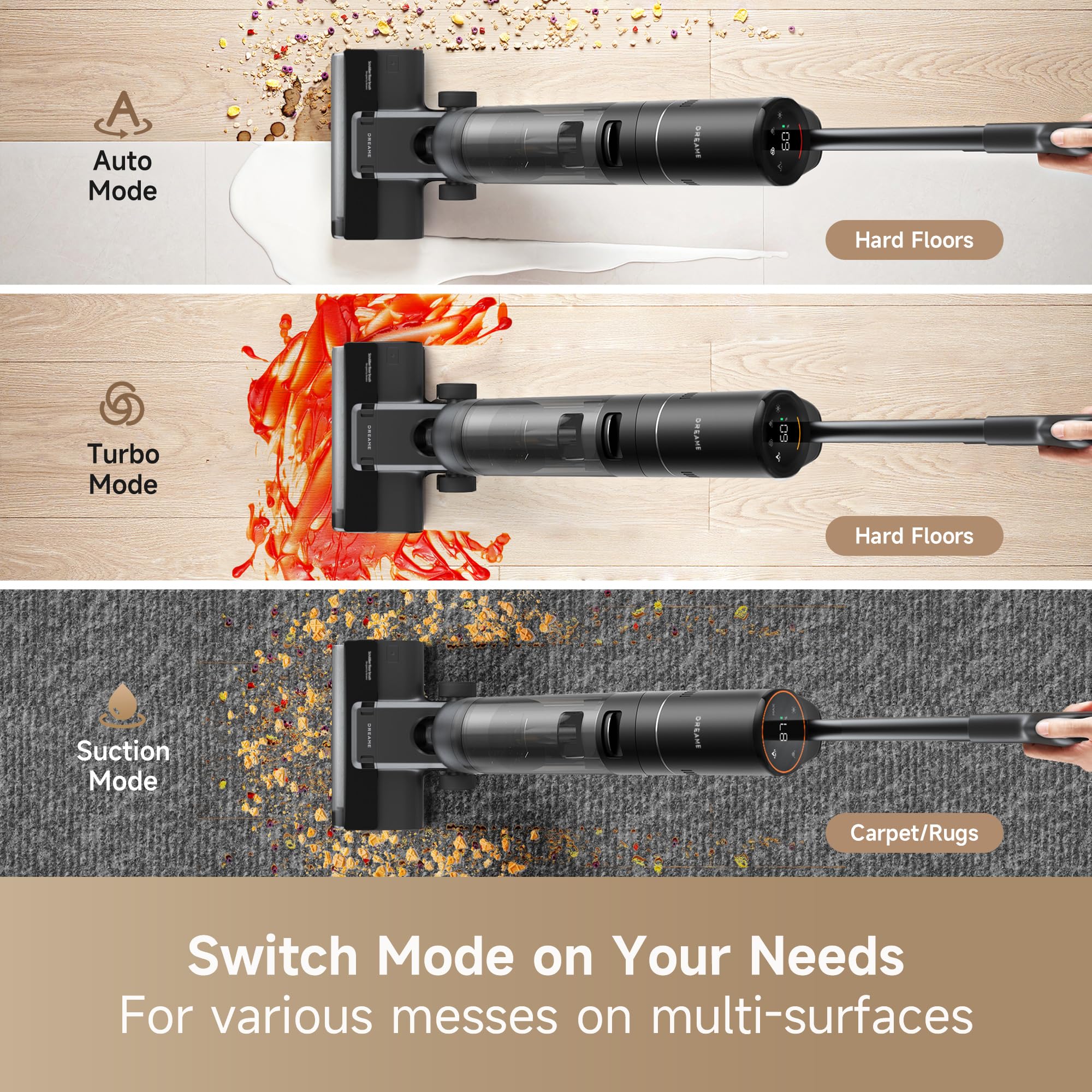 DREAME H12S hot air drying quickly dries the brush after use.