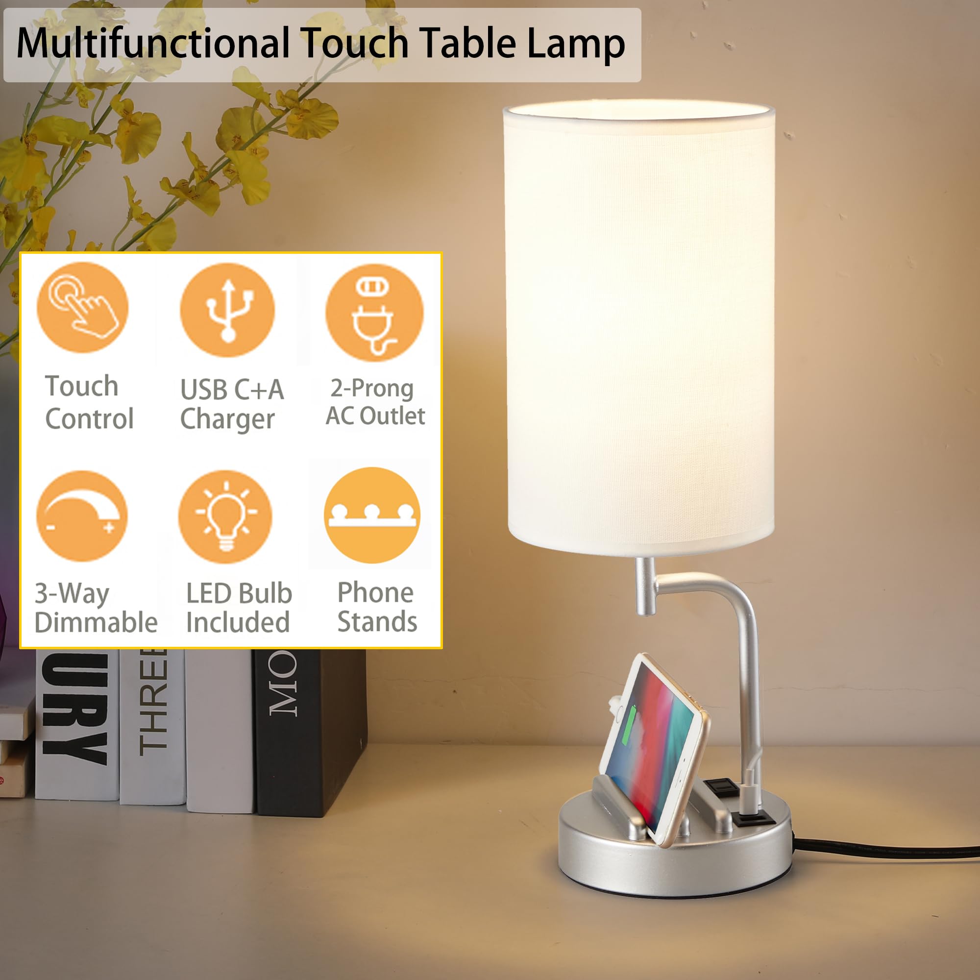 Dreamholder 3-way dimmable lamp offers adjustable reading light.
