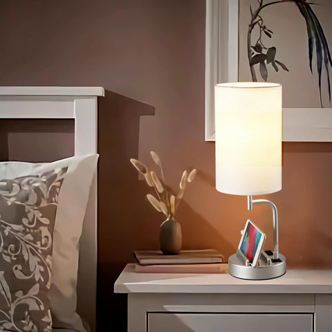 Dreamholder lamp with built-in AC outlet for powering small devices.