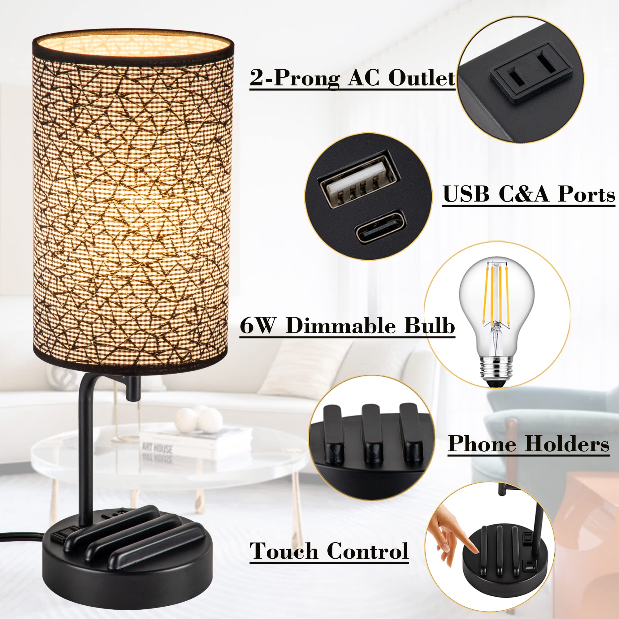 Dreamholder desk lamp with built-in slots to hold phones