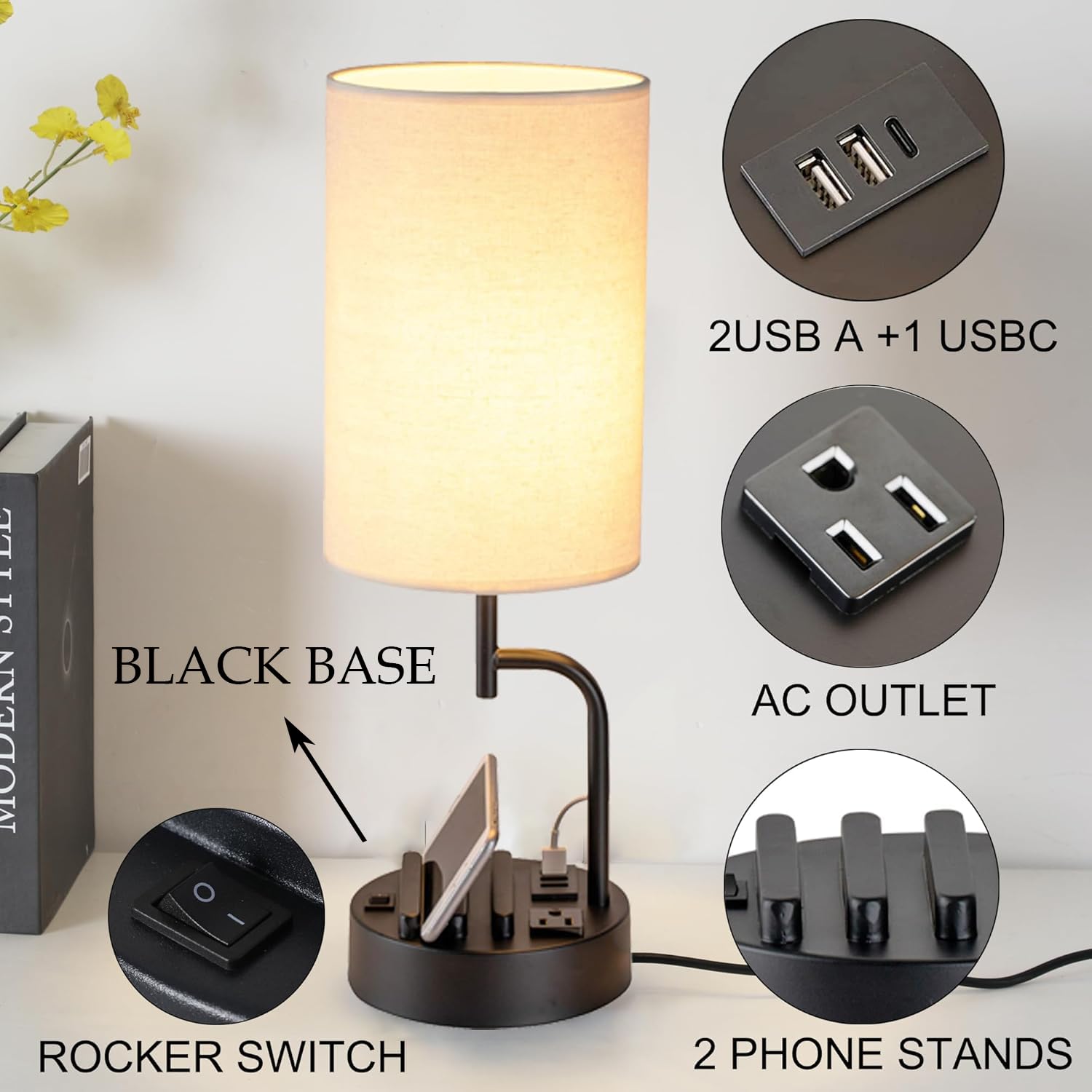 Dreamholder linen-shade lamp offers warm, eye-friendly light for reading.