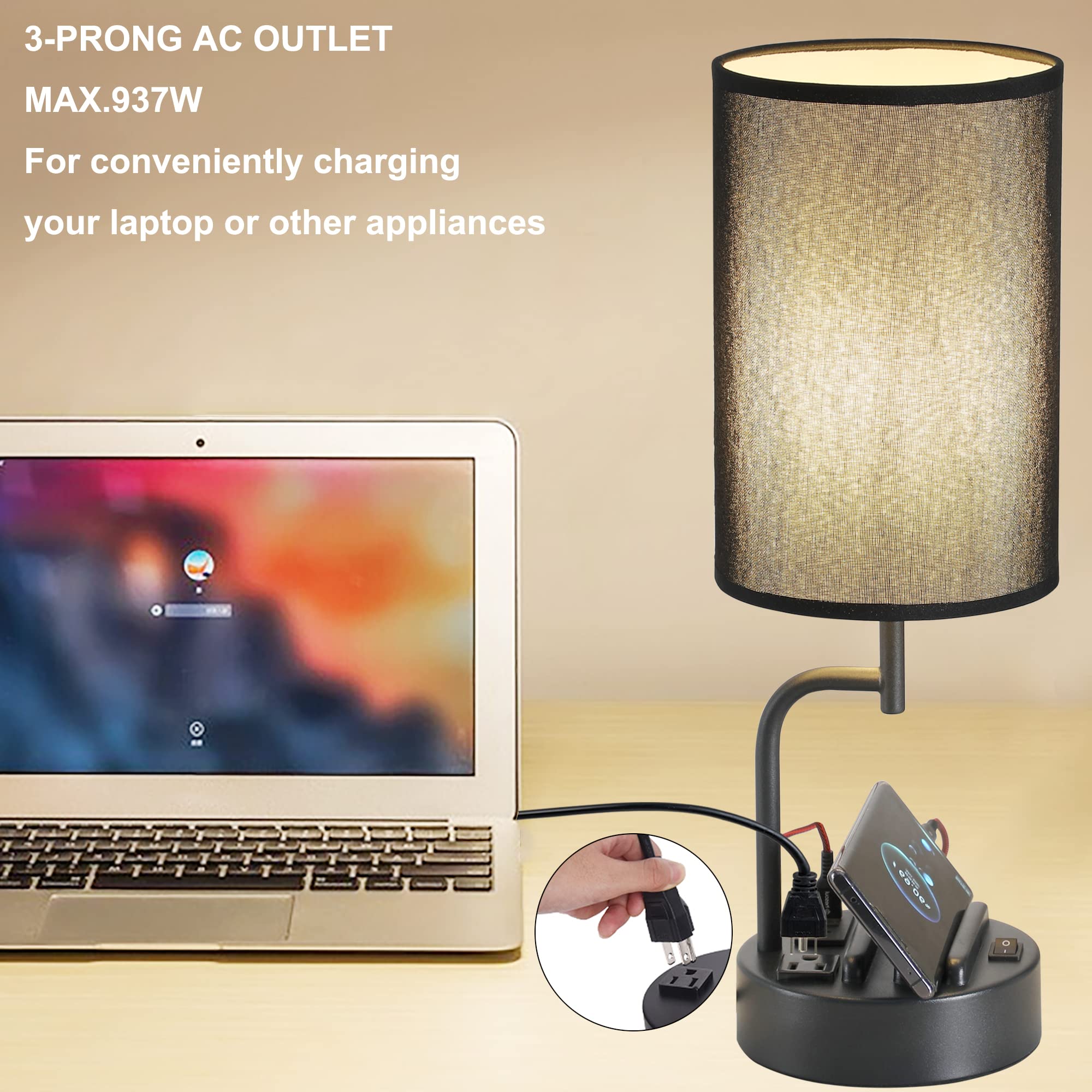 Dreamholder table lamp linen shade provides soft, eye friendly illumination for reading.